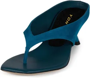 YDN Women's Casual Open Square Toe Flip Flops Low Kitten Heels Slip On Wide Thong Shoes for Party Daily Wear Size 4-16 US