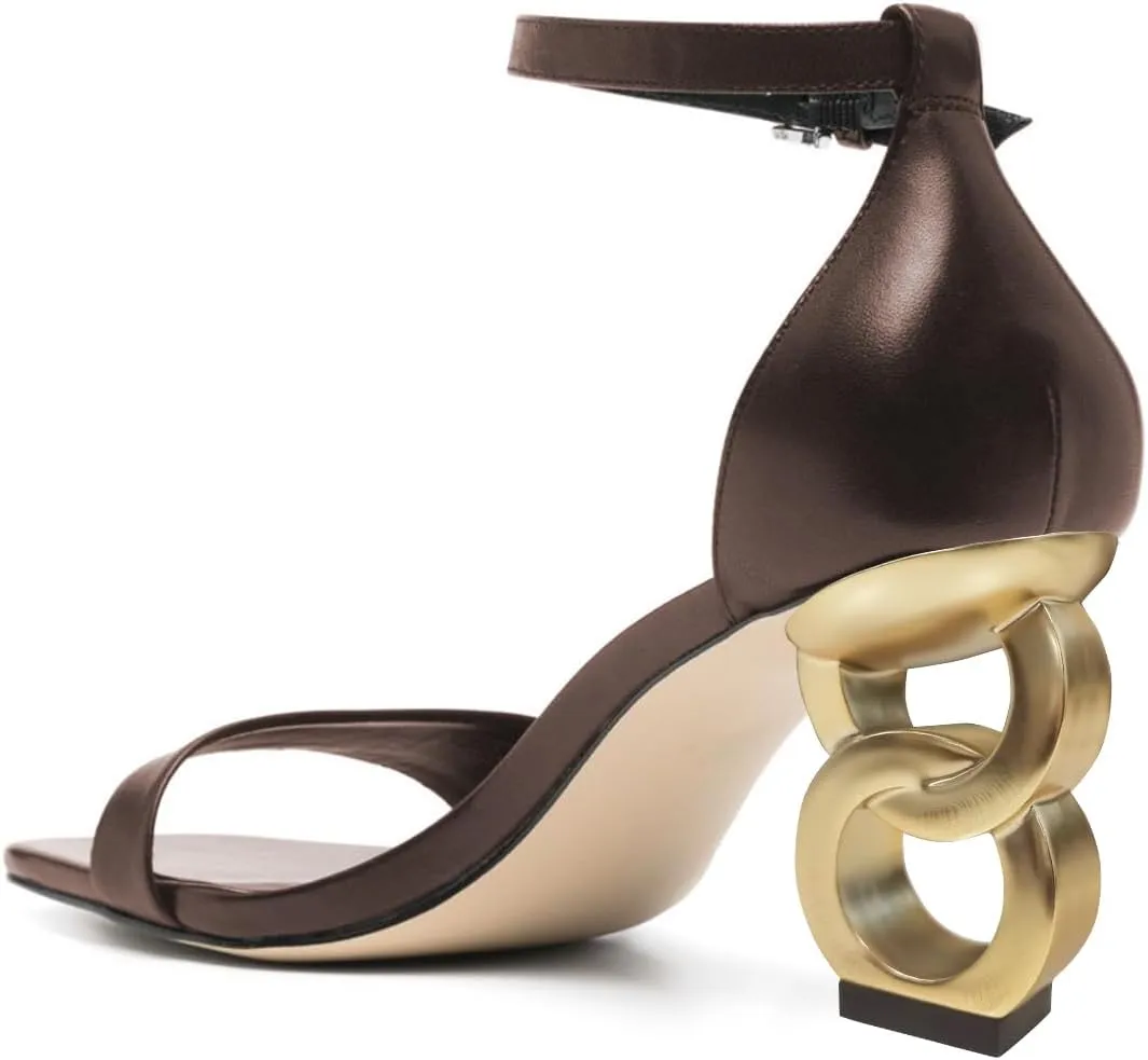 YDN Womens Special Mid High Heel Open Square Toe Sandals Open Square Toe Strap Buckles Shoes for Wedding Bridal Party Size 4-16 US