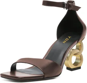 YDN Womens Special Mid High Heel Open Square Toe Sandals Open Square Toe Strap Buckles Shoes for Wedding Bridal Party Size 4-16 US