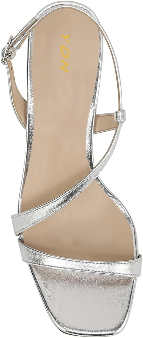 YDN Women's Square Toe Strappy Sandals Special Heels Buckled Strap Comfy Summer Dress Party Dating Daily Shoes Size 4-16 US