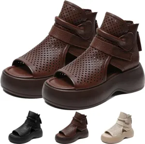 YTINGNICE Lurebest Orthopedic Sandals, Lurebest Soft Sole Leather Orthopedic Shoes for Women, Walking Wedges Platform Sandal Arch Support Soft Sole Wide Width Adjustable